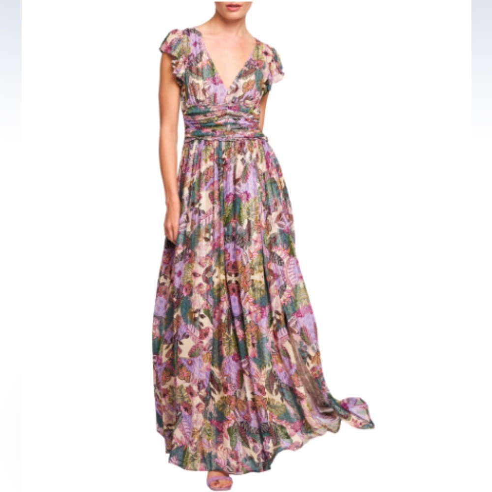 Ciebon Jennsen Ruched Maxi Dress In Purple